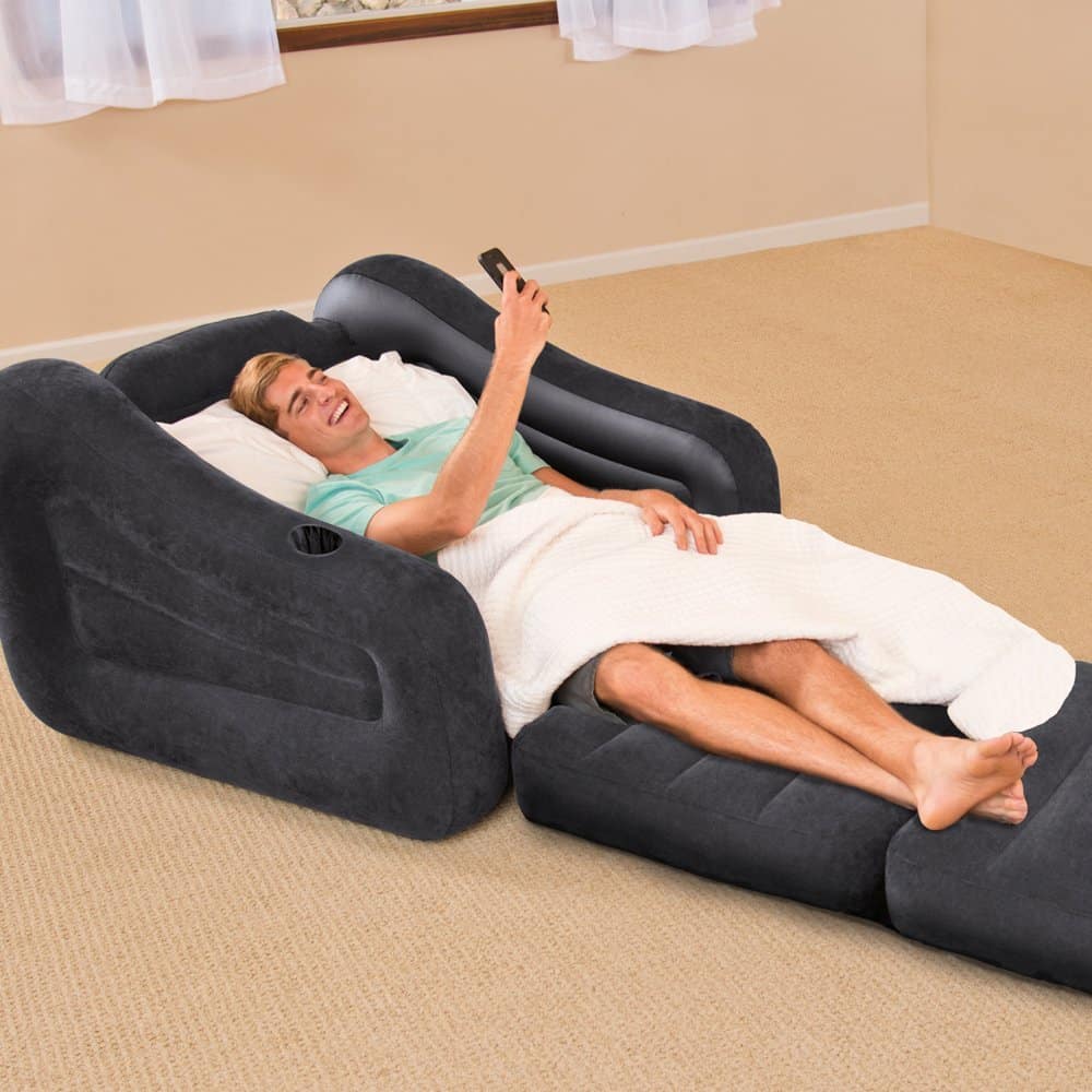 2في1 سرير وأريكة قابلة للنفخ لشخص واحد مضادة للماء Canapé 2en1 Gonflable  Convertible 1 Place Intex 68565