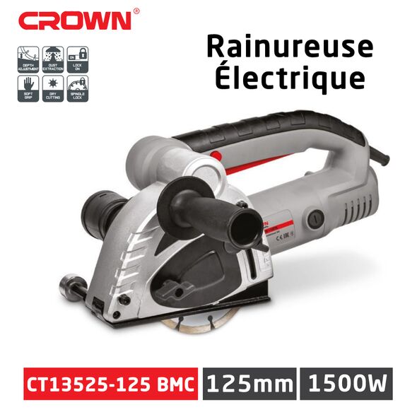  قطاعة كهربائية متعددة الاستخدامات أصلية من كراون مرفوقة بقرصين Crown Rainureuse Électrique 1500W double Disque CT13525-125