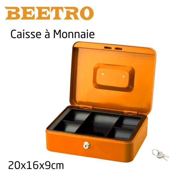  علبة تخزين النقود مصنوع من فولاذ مقاوم للصدأ مزودة بقفل لتأمين أموالك BEETRO Caisse A Monnaie Avec Serrure à Clé Intégrée TC0478