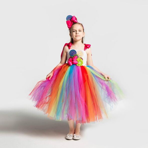 فستان البنات بتصميم أنيق و ألوان رائعة مناسبة للحفلات و الأعياد Robe Tutu Pour Filles Tenue De Princesse En Tulle Avec Couleur bonbon