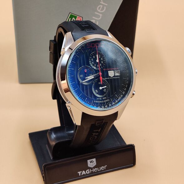  ساعة يد أنيقة سوداء اللون Montre HG - Chronographe Silicone