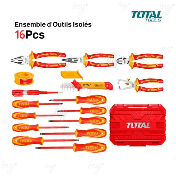  حقيبة أدوات مهنية 16 قطعة أصلية من توتال TOTAL Caisse d'outils 16pcs THKITH1601
