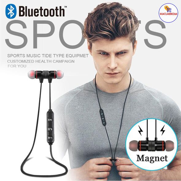  سماعات بلوتوث مغناطيسية رياضية مع ميكروفون-Écouteurs magnétiques sans fil Bluetooth oreillettes de sport stéréo avec micro
