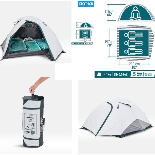  خيمة تخييم - MH100 - 3 افراد -Tente de camping - MH100 - 3 places - Fresh & Black