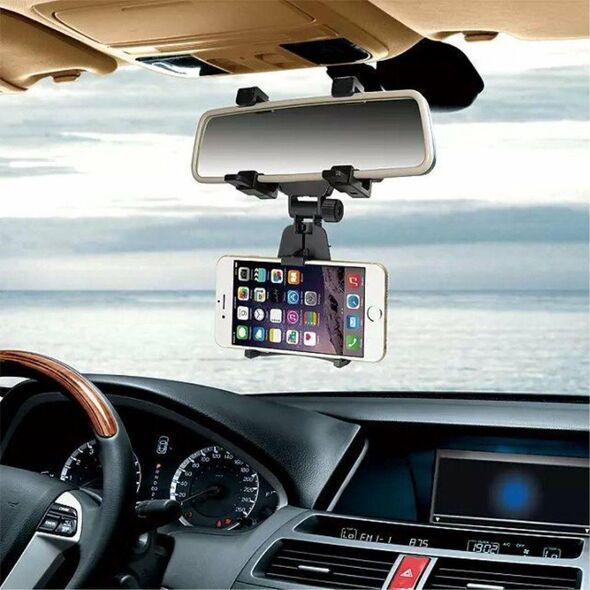  حامل هواتف ذكية يعلق على مرآة السيارة الأمامية قابل للدوران 360 درجة- Support De Téléphone Pour Voiture A Fixer Sur Le Rétroviseur