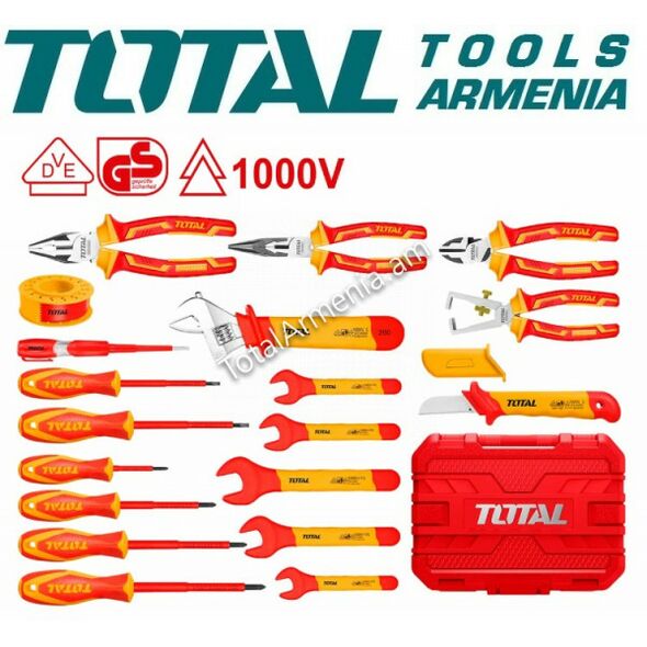  حقيبة أدوات مهنية 19 قطعة أصلية من توتال TOTAL Caisse d'outils 19pcs THKITH1901