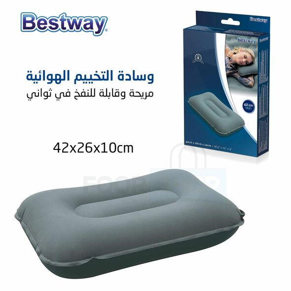  وسادة التخييم الهوائية مريحة وقابلة للنفخ في ثواني قليلة  Bestway Inflatable Travel Pillow 42 x 26 x 10 cm #69034