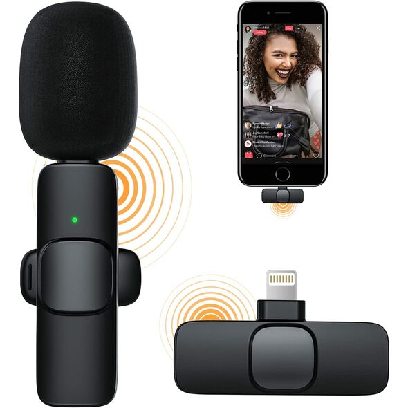 Microphone Lavalier sans fil compatible avec iPhone iPad pour l
