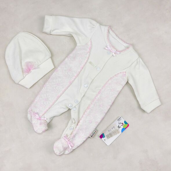  ensemble de vêtements pour bébé fille en blanc et rose 0+ mois